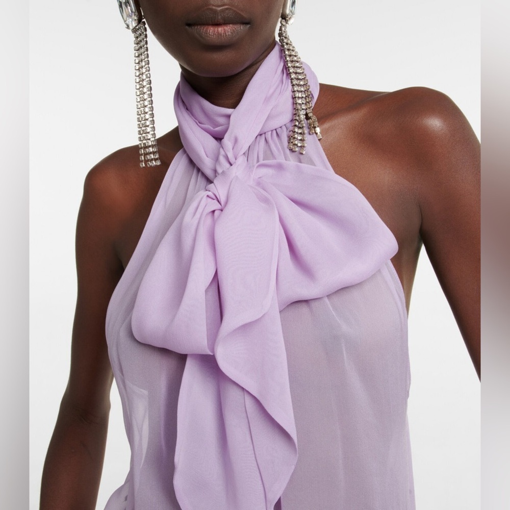 Saint Laurent Silk Chiffon Halterneck Top – Brand New | Size 36 (S)